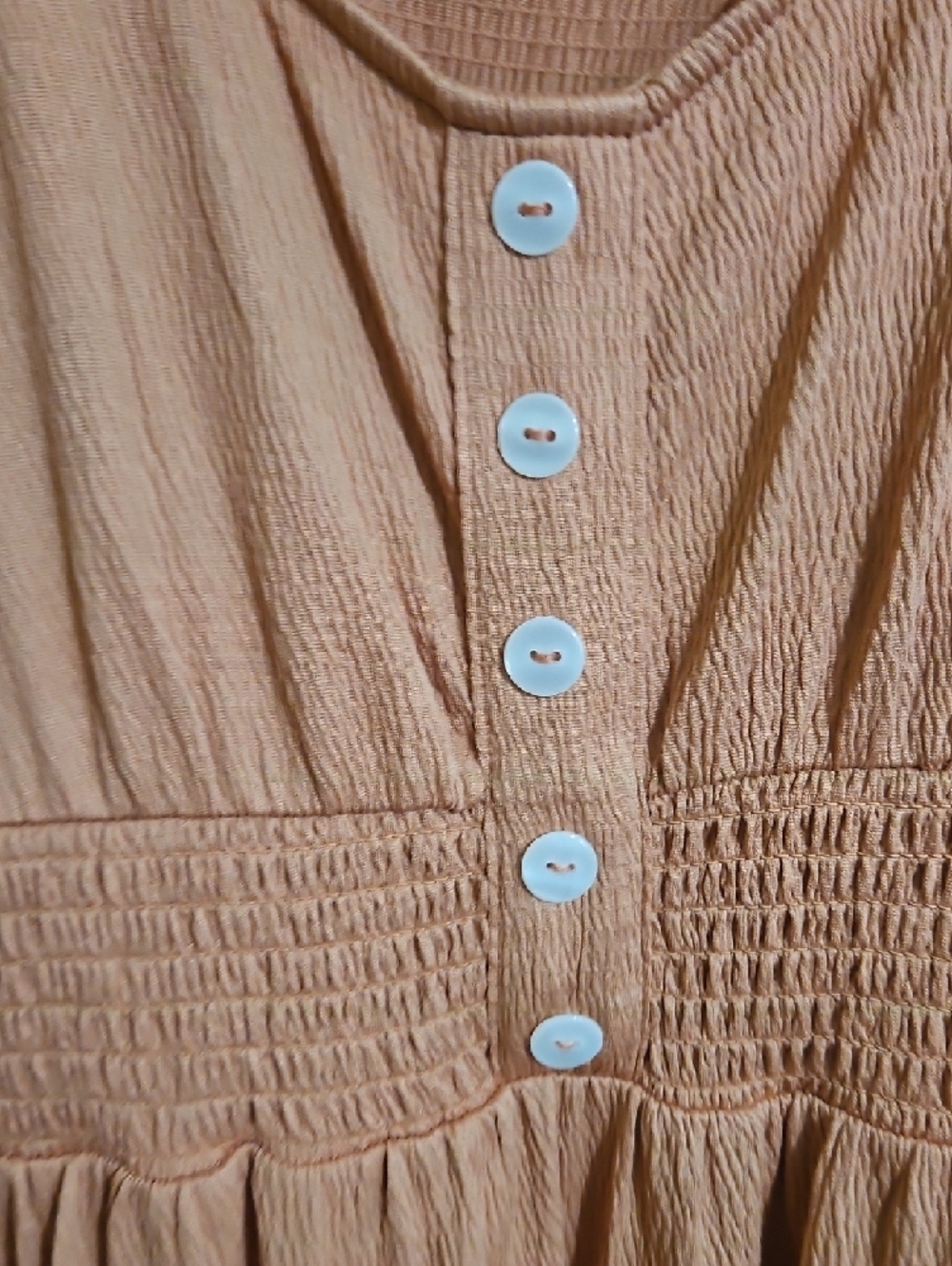 Sleeveless Tiered Button-Front Dress in Peach - Picture 3 of 5